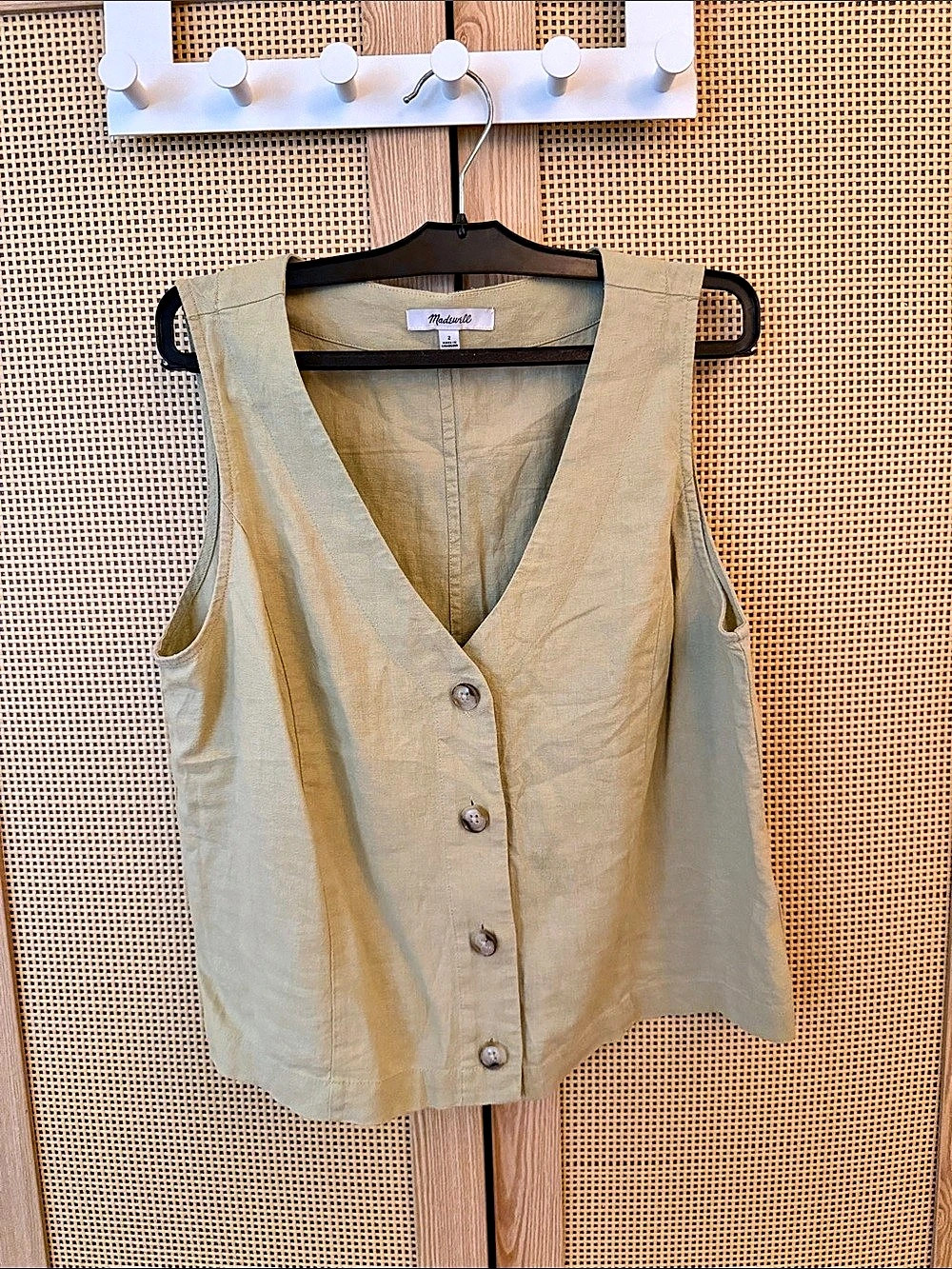 Madewell Linen Blend Button-Front Vest Size 2 Like New